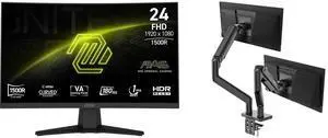 MSI 24" (23.6" viewable) Full HD 180Hz with Adaptive-Sync HDR Ready 1ms 1500R 105% sRGB Anti-Glare Curved Gaming Computer Monitor Frameless Design for both Work and Gaming MAG 244C MSI MAG MT201D - Premium Heavy Duty Dual Monitor Stand Arms MSI 24" (23.6" viewable) Full HD 180Hz with Adaptive-Sync HDR Ready 1ms 1500R 105% sRGB Anti-Glare Curved Gaming Computer Monitor Frameless Design for both Work and Gaming MAG 244C MSI MAG MT201D - Premium Heavy Duty Dual Monitor Stand Arms