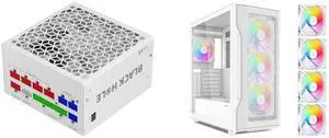SAMA Black Hole 750W White 80PLUS Gold Power Supply ATX3.0 PCIE 5.0 Full Voltage PSU 12VHPWR Full Modular ECO FDB Silent Fan ATX Gaming Power Supply Support 3090Ti 4070Ti 4080 GPU White and SAMA S40 White ATX Mid Tower Case - High Airflow, 4x 120mm ARGB PWM Fans, Tempered Glass, Mesh Front, Type-C, Supports ATX/M-ATX/ITX & 4090 GPUs - Computer Case SAMA Black Hole 750W White 80PLUS Gold Power Supply ATX3.0 PCIE 5.0 Full Voltage PSU 12VHPWR Full Modular ECO FDB Silent Fan ATX Gaming Power Supply Support 3090Ti 4070Ti 4080 GPU White and SAMA S40 White ATX Mid Tower Case - High Airflow, 4x 120mm ARGB PWM Fans, Tempered Glass, Mesh Front, Type-C, Supports ATX/M-ATX/ITX & 4090 GPUs - Computer Case