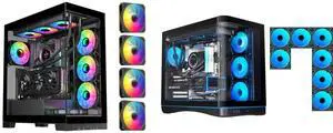 SAMA 4503 Dual USB3.0 and Type C Tempered Glass ATX Mid Tower Gaming PC Computer Case, w/ 4 x 120mm ARGB Fans (3 x MB Side, 1 x Rear) Pre-Installed, Back Plug Motherboard Design and SAMA V62 Mid-Tower PC Case, 7x120mm Pre-Installed ARGB PWM Fans, 4mm Tempered Glass, USB 3.1 Type-C & USB 3.0 Ports, 7 Slots, Support ATX/MATX/ITX, Back-Connect Ready, Black SAMA 4503 Dual USB3.0 and Type C Tempered Glass ATX Mid Tower Gaming PC Computer Case, w/ 4 x 120mm ARGB Fans (3 x MB Side, 1 x Rear) Pre-Installed, Back Plug Motherboard Design and SAMA V62 Mid-Tower PC Case, 7x120mm Pre-Installed ARGB PWM Fans, 4mm Tempered Glass, USB 3.1 Type-C & USB 3.0 Ports, 7 Slots, Support ATX/MATX/ITX, Back-Connect Ready, Black