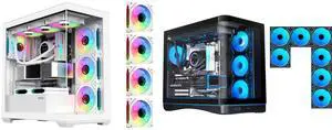 SAMA SV01 Gaming PC Case Computer Mid Tower ATX Case White with 4 Addressable RGB Fans Pre-Installed, Back Plug Motherboard Design, Tempered Glass Transparent Side Panel and SAMA V62 Mid-Tower PC Case, 7x120mm Pre-Installed ARGB PWM Fans, 4mm Tempered Glass, USB 3.1 Type-C & USB 3.0 Ports, 7 Slots, Support ATX/MATX/ITX, Back-Connect Ready, Black SAMA SV01 Gaming PC Case Computer Mid Tower ATX Case White with 4 Addressable RGB Fans Pre-Installed, Back Plug Motherboard Design, Tempered Glass Transparent Side Panel and SAMA V62 Mid-Tower PC Case, 7x120mm Pre-Installed ARGB PWM Fans, 4mm Tempered Glass, USB 3.1 Type-C & USB 3.0 Ports, 7 Slots, Support ATX/MATX/ITX, Back-Connect Ready, Black