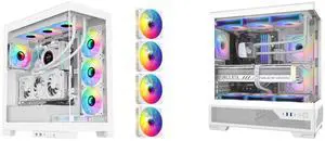 SAMA 4503 Dual USB3.0 and Type C Tempered Glass ATX Mid Tower Gaming PC Computer Case, w/ 4 x 120mm ARGB Fans (3 x MB Side, 1 x Rear) Pre-Installed, Back Plug Motherboard Design and SAMA V43 Mid-Tower PC Case, 6 x 120mm PWM ARGB Fans, 4mm Tempered Glass, USB3.1 Type-C + USB 3.0 Ports, 7 Slots, Pre-Installed PWM+ARGB HUB, Supports ATX/M-ATX/ITX, White SAMA 4503 Dual USB3.0 and Type C Tempered Glass ATX Mid Tower Gaming PC Computer Case, w/ 4 x 120mm ARGB Fans (3 x MB Side, 1 x Rear) Pre-Installed, Back Plug Motherboard Design and SAMA V43 Mid-Tower PC Case, 6 x 120mm PWM ARGB Fans, 4mm Tempered Glass, USB3.1 Type-C + USB 3.0 Ports, 7 Slots, Pre-Installed PWM+ARGB HUB, Supports ATX/M-ATX/ITX, White