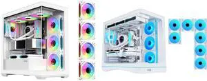 SAMA SV01 Gaming PC Case Computer Mid Tower ATX Case White with 4 Addressable RGB Fans Pre-Installed, Back Plug Motherboard Design, Tempered Glass Transparent Side Panel and SAMA V62 Mid-Tower PC Case, 7x120mm Pre-Installed ARGB PWM Fans, 4mm Tempered Glass, USB 3.1 Type-C & USB 3.0 Ports, 7 Slots, Support ATX/MATX/ITX, Back-Connect Ready, White SAMA SV01 Gaming PC Case Computer Mid Tower ATX Case White with 4 Addressable RGB Fans Pre-Installed, Back Plug Motherboard Design, Tempered Glass Transparent Side Panel and SAMA V62 Mid-Tower PC Case, 7x120mm Pre-Installed ARGB PWM Fans, 4mm Tempered Glass, USB 3.1 Type-C & USB 3.0 Ports, 7 Slots, Support ATX/MATX/ITX, Back-Connect Ready, White