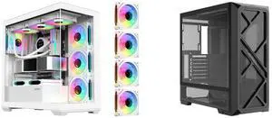 SAMA SV01 Gaming PC Case Computer Mid Tower ATX Case White with 4 Addressable RGB Fans Pre-Installed, Back Plug Motherboard Design, Tempered Glass Transparent Side Panel and SAMA S41 Mid-Tower PC Case, 4 x 120mm ARGB Fans, Pre-Installed ARGB HUB, 4mm Tempered Glass, USB3.1 Type-C & USB 3.0 Ports, 7 Slots, Supports ATX / M-ATX / ITX, 360mm Water Cooling, Black SAMA SV01 Gaming PC Case Computer Mid Tower ATX Case White with 4 Addressable RGB Fans Pre-Installed, Back Plug Motherboard Design, Tempered Glass Transparent Side Panel and SAMA S41 Mid-Tower PC Case, 4 x 120mm ARGB Fans, Pre-Installed ARGB HUB, 4mm Tempered Glass, USB3.1 Type-C & USB 3.0 Ports, 7 Slots, Supports ATX / M-ATX / ITX, 360mm Water Cooling, Black