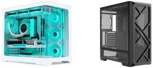 SAMA 2851 ATX Mid-Tower PC Gaming Case, High-Airflow, Sturdy Curved Tempered Glass Front, 4 ARGB PWM Fan Pre-installed with Fan Hub, White and SAMA S41 Mid-Tower PC Case, 4 x 120mm ARGB Fans, Pre-Installed ARGB HUB, 4mm Tempered Glass, USB3.1 Type-C & USB 3.0 Ports, 7 Slots, Supports ATX / M-ATX / ITX, 360mm Water Cooling, Black SAMA 2851 ATX Mid-Tower PC Gaming Case, High-Airflow, Sturdy Curved Tempered Glass Front, 4 ARGB PWM Fan Pre-installed with Fan Hub, White and SAMA S41 Mid-Tower PC Case, 4 x 120mm ARGB Fans, Pre-Installed ARGB HUB, 4mm Tempered Glass, USB3.1 Type-C & USB 3.0 Ports, 7 Slots, Supports ATX / M-ATX / ITX, 360mm Water Cooling, Black