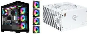 SAMA SV01 Mid Tower ATX Gaming PC Computer Case Black, 4 Addressable RGB Fans Pre-Installed, Tempered Glass Side Panel, Back Plug Motherboard Design and SAMA GT850WH White 80 PLUS Gold Fully Modular ATX Power Supply - ATX 3.1 & PCIe 5.1 Compliant - Japanese Capacitors - FDB Fan with Auto Speed Control - 5 Year Warranty SAMA SV01 Mid Tower ATX Gaming PC Computer Case Black, 4 Addressable RGB Fans Pre-Installed, Tempered Glass Side Panel, Back Plug Motherboard Design and SAMA GT850WH White 80 PLUS Gold Fully Modular ATX Power Supply - ATX 3.1 & PCIe 5.1 Compliant - Japanese Capacitors - FDB Fan with Auto Speed Control - 5 Year Warranty