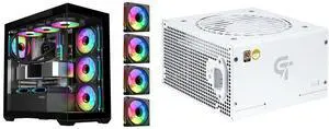 SAMA SV01 Mid Tower ATX Gaming PC Computer Case Black, 4 Addressable RGB Fans Pre-Installed, Tempered Glass Side Panel, Back Plug Motherboard Design and SAMA GT650WH White 80 PLUS Gold Fully Modular ATX Power Supply - ATX 3.1 & PCIe 5.1 Compliant - Japanese Capacitors - FDB Fan with Auto Speed Control - 5 Year Warranty SAMA SV01 Mid Tower ATX Gaming PC Computer Case Black, 4 Addressable RGB Fans Pre-Installed, Tempered Glass Side Panel, Back Plug Motherboard Design and SAMA GT650WH White 80 PLUS Gold Fully Modular ATX Power Supply - ATX 3.1 & PCIe 5.1 Compliant - Japanese Capacitors - FDB Fan with Auto Speed Control - 5 Year Warranty