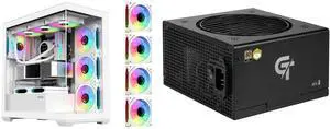 SAMA SV01 Gaming PC Case Computer Mid Tower ATX Case White with 4 Addressable RGB Fans Pre-Installed, Back Plug Motherboard Design, Tempered Glass Transparent Side Panel and SAMA GT650BK Black 80 PLUS Gold Fully Modular ATX Power Supply - ATX 3.1 & PCIe 5.1 Compliant - Japanese Capacitors - FDB Fan with Auto Speed Control - 5 Year Warranty SAMA SV01 Gaming PC Case Computer Mid Tower ATX Case White with 4 Addressable RGB Fans Pre-Installed, Back Plug Motherboard Design, Tempered Glass Transparent Side Panel and SAMA GT650BK Black 80 PLUS Gold Fully Modular ATX Power Supply - ATX 3.1 & PCIe 5.1 Compliant - Japanese Capacitors - FDB Fan with Auto Speed Control - 5 Year Warranty