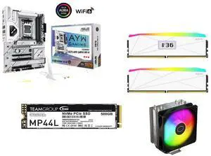 Motherboard Memory SSD Combo - ASUS X870 AYW GAMING WIFI W Bundle with V-color OTMXFAL1680840WWK and Team Group TM8FPK500G0C101