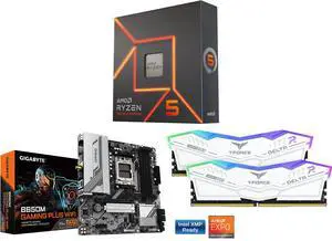 CPU Motherboard Memory Combo - AMD Ryzen 5 7600X Bundle with GIGABYTE B650M GAMING PLUS WIFI and Team Group FF4D516G6000HC38ADC01 CPU Motherboard Memory Combo - AMD Ryzen 5 7600X Bundle with GIGABYTE B650M GAMING PLUS WIFI and Team Group FF4D516G6000HC38ADC01