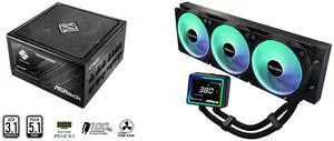 ASRock SL-1000G 1000W Power Supply ASRock AIO Challenger 360 Digital 27mm radiator, 3" Digital Display w/ ARGB, ARGB Hub-lighting fan, black version ASRock SL-1000G 1000W Power Supply ASRock AIO Challenger 360 Digital 27mm radiator, 3" Digital Display w/ ARGB, ARGB Hub-lighting fan, black version
