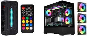 SAMA 20-Port Case Fan Hub with Remote, SATA Power 10-Port 4-Pin PWM Fan Speed and 10-Port 3-Pin ARGB Lighting Controller and SAMA SV02 ATX Computer Gaming PC Case Mid Tower Black with 3 ARGB Fans Pre-Installed, Tempered Glass Transparent Side Panel,BTF Back Plug Motherboard Design SAMA 20-Port Case Fan Hub with Remote, SATA Power 10-Port 4-Pin PWM Fan Speed and 10-Port 3-Pin ARGB Lighting Controller and SAMA SV02 ATX Computer Gaming PC Case Mid Tower Black with 3 ARGB Fans Pre-Installed, Tempered Glass Transparent Side Panel,BTF Back Plug Motherboard Design