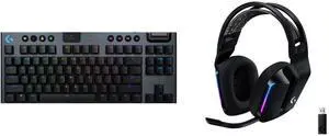 Logitech G915 LIGHTSPEED Wireless Mechanical Gaming Keyboard - Low Profile GL Clicky Key Switches, LIGHTSYNC RGB, Bluetooth Support - Black Logitech G733 Lightspeed Wireless Gaming Headset with Suspension Headband, Lightsync RGB, Blue VO!CE Logitech G915 LIGHTSPEED Wireless Mechanical Gaming Keyboard - Low Profile GL Clicky Key Switches, LIGHTSYNC RGB, Bluetooth Support - Black Logitech G733 Lightspeed Wireless Gaming Headset with Suspension Headband, Lightsync RGB, Blue VO!CE