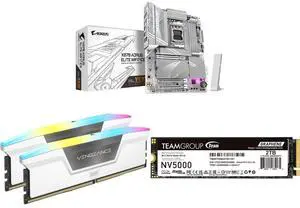 Motherboard Memory SSD Combo - GIGABYTE X870 AORUS ELITE WIFI7 ICE Bundle with Corsair CMH32GX5M2E6000C36W and Team Group TM8FGM002T0C101 Motherboard Memory SSD Combo - GIGABYTE X870 AORUS ELITE WIFI7 ICE Bundle with Corsair CMH32GX5M2E6000C36W and Team Group TM8FGM002T0C101