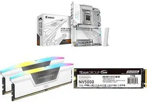 Motherboard Memory SSD Combo - GIGABYTE X870E AORUS ELITE X3D ICE Bundle with Corsair CMH32GX5M2N6400C36W and Team Group TM8FGM001T0C101 Motherboard Memory SSD Combo - GIGABYTE X870E AORUS ELITE X3D ICE Bundle with Corsair CMH32GX5M2N6400C36W and Team Group TM8FGM001T0C101