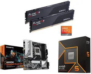 G.SKILL Flare X5 Series AMD EXPO 32GB (2 x 16GB) 288-Pin PC RAM DDR5 6000 Desktop Memory Model F5-6000J3636F16GX2-FX5 GIGABYTE B650M GAMING PLUS WIFI AM5 LGA 1718 AMD B650 M-ATX, DDR5, PCIe 4.0 M.2, PCIe 4.0, USB 3.2 Gen 1 Type-C, Wi-Fi 6E, G.SKILL Flare X5 Series AMD EXPO 32GB (2 x 16GB) 288-Pin PC RAM DDR5 6000 Desktop Memory Model F5-6000J3636F16GX2-FX5 GIGABYTE B650M GAMING PLUS WIFI AM5 LGA 1718 AMD B650 M-ATX, DDR5, PCIe 4.0 M.2, PCIe 4.0, USB 3.2 Gen 1 Type-C, Wi-Fi 6E,