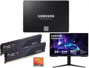 Samsung Electronics 870 EVO 2TB 2.5 Inch SATA III Internal SSD (MZ-77E2T0B/AM) G.SKILL Flare X5 Series AMD EXPO 32GB (2 x 16GB) 288-Pin PC RAM DDR5 6000 Desktop Memory Model F5-6000J3636F16GX2-FX5 Samsung Odyssey G3 24" Full HD 180Hz with A Samsung Electronics 870 EVO 2TB 2.5 Inch SATA III Internal SSD (MZ-77E2T0B/AM) G.SKILL Flare X5 Series AMD EXPO 32GB (2 x 16GB) 288-Pin PC RAM DDR5 6000 Desktop Memory Model F5-6000J3636F16GX2-FX5 Samsung Odyssey G3 24" Full HD 180Hz with A