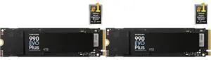 2 x SAMSUNG 990 EVO PLUS SSD 4TB, PCIe Gen 4x4 | Gen 5x2 M.2 2280, Speeds Up-to 7,250 MB/s, Upgrade Storage for PC/Laptops, HMB Technology and Intelligent Turbowrite 2.0 (MZ-V9S4T0B/AM) 2 x SAMSUNG 990 EVO PLUS SSD 4TB, PCIe Gen 4x4 | Gen 5x2 M.2 2280, Speeds Up-to 7,250 MB/s, Upgrade Storage for PC/Laptops, HMB Technology and Intelligent Turbowrite 2.0 (MZ-V9S4T0B/AM)