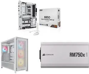 ASUS B850 MAX GAMING WIFI W - AMD AM5 ATX Motherboard, White PCB, DDR5, PCIe 5.0, 3x M.2, Wi-Fi 6E, 2.5Gb LAN, USB 10Gbps Type-C, DisplayPort, HDMI, BIOS FlashBack, Aura Sync, ASUS AI Advisor CORSAIR FRAME 5000D RS ARGB Mid-Tower Case, Whit ASUS B850 MAX GAMING WIFI W - AMD AM5 ATX Motherboard, White PCB, DDR5, PCIe 5.0, 3x M.2, Wi-Fi 6E, 2.5Gb LAN, USB 10Gbps Type-C, DisplayPort, HDMI, BIOS FlashBack, Aura Sync, ASUS AI Advisor CORSAIR FRAME 5000D RS ARGB Mid-Tower Case, Whit