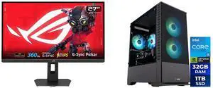 ASUS ROG STRIX 27" QHD 360Hz to 25" Full HD IPS AMD FreeSync & G-Sync HDR400, Adjustable Stand XG27AQNGV ABS Cyclone Aqua Gaming PC - Windows 11, Intel i5-14400F, RTX 5060 8GB, DLSS 4, 32GB DDR4, 1TB M.2 SSD ASUS ROG STRIX 27" QHD 360Hz to 25" Full HD IPS AMD FreeSync & G-Sync HDR400, Adjustable Stand XG27AQNGV ABS Cyclone Aqua Gaming PC - Windows 11, Intel i5-14400F, RTX 5060 8GB, DLSS 4, 32GB DDR4, 1TB M.2 SSD