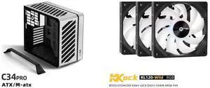 Mechanic master C34pro side penetrating 360 water-cooled eatx portable desktop computer aluminum alloy case Silver and Mechanic Master KaKaLock Magic Cableless Series KL120 -wild 120mm Fan Cableless PWM aRGB Fan Black 3 Packs Mechanic master C34pro side penetrating 360 water-cooled eatx portable desktop computer aluminum alloy case Silver and Mechanic Master KaKaLock Magic Cableless Series KL120 -wild 120mm Fan Cableless PWM aRGB Fan Black 3 Packs