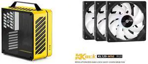 Mechanic Master C34 Compact ATX Case with Carry Handle, Portable Desktop Computer Chassis, Supports 240mm Liquid Cooling & ATX PSU, GPU up to 335mm (Vitality Yellow) and Mechanic Master KaKaLock Magic Cableless Series KL120 -wild 120mm Fan Cableless PWM aRGB Fan Black 3 Packs Mechanic Master C34 Compact ATX Case with Carry Handle, Portable Desktop Computer Chassis, Supports 240mm Liquid Cooling & ATX PSU, GPU up to 335mm (Vitality Yellow) and Mechanic Master KaKaLock Magic Cableless Series KL120 -wild 120mm Fan Cableless PWM aRGB Fan Black 3 Packs