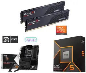 G.SKILL Flare X5 32GB (2x16GB) DDR5 6000 RAM, MSI PRO B850-S WIFI6E AM5 Motherboard, AMD Ryzen 5 9600X 6-Core 3.9GHz CPU, Radeon Graphics, Socket AM5, 65W G.SKILL Flare X5 32GB (2x16GB) DDR5 6000 RAM, MSI PRO B850-S WIFI6E AM5 Motherboard, AMD Ryzen 5 9600X 6-Core 3.9GHz CPU, Radeon Graphics, Socket AM5, 65W
