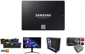 Samsung 870 EVO 1TB SSD, Team Group 16GB DDR5 RAM, Samsung Odyssey G3 24" 180Hz Monitor, MONTECH HS01 PRO ATX Case, MONTECH CENTURY II 1050W PSU. Samsung 870 EVO 1TB SSD, Team Group 16GB DDR5 RAM, Samsung Odyssey G3 24" 180Hz Monitor, MONTECH HS01 PRO ATX Case, MONTECH CENTURY II 1050W PSU.