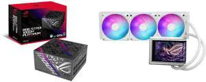ASUS ROG Strix 1000W Platinum PSU, 80 Plus Platinum, ATX 3.1, GaN MOSFET, 10-Year Warranty. ASUS ROG RYUO IV 360 ARGB White, 6.67" AMOLED, Asetek Emma Gen8 V2 pump, daisy-chained ARGB fans ASUS ROG Strix 1000W Platinum PSU, 80 Plus Platinum, ATX 3.1, GaN MOSFET, 10-Year Warranty. ASUS ROG RYUO IV 360 ARGB White, 6.67" AMOLED, Asetek Emma Gen8 V2 pump, daisy-chained ARGB fans