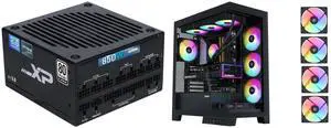 SAMA XP 850w ATX Power Supply PSU For Gaming Computer PC Power Supply Unit - 80 Plus Platinum Gold - ATX 3.0 & PCIe 5.0 Compliant - Fully Modular - Low Noise FDB ECO Silent Fan Japanese Capacitors and SAMA V50 Black Mid Tower PC Case, 4x120mm ARGB PWM Fan Pre-Install for Efficient Cooling, Compatible ATX/MATX/ITX Motherboards and Back-Connect Design Supports 360mm Water Cooling and 40 Series GPU SAMA XP 850w ATX Power Supply PSU For Gaming Computer PC Power Supply Unit - 80 Plus Platinum Gold - ATX 3.0 & PCIe 5.0 Compliant - Fully Modular - Low Noise FDB ECO Silent Fan Japanese Capacitors and SAMA V50 Black Mid Tower PC Case, 4x120mm ARGB PWM Fan Pre-Install for Efficient Cooling, Compatible ATX/MATX/ITX Motherboards and Back-Connect Design Supports 360mm Water Cooling and 40 Series GPU