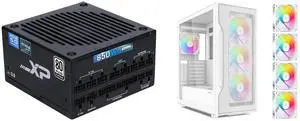 SAMA XP 850w ATX Power Supply PSU For Gaming Computer PC Power Supply Unit - 80 Plus Platinum Gold - ATX 3.0 & PCIe 5.0 Compliant - Fully Modular - Low Noise FDB ECO Silent Fan Japanese Capacitors and SAMA S40 White ATX Mid Tower Case - High Airflow, 4x 120mm ARGB PWM Fans, Tempered Glass, Mesh Front, Type-C, Supports ATX/M-ATX/ITX & 4090 GPUs - Computer Case SAMA XP 850w ATX Power Supply PSU For Gaming Computer PC Power Supply Unit - 80 Plus Platinum Gold - ATX 3.0 & PCIe 5.0 Compliant - Fully Modular - Low Noise FDB ECO Silent Fan Japanese Capacitors and SAMA S40 White ATX Mid Tower Case - High Airflow, 4x 120mm ARGB PWM Fans, Tempered Glass, Mesh Front, Type-C, Supports ATX/M-ATX/ITX & 4090 GPUs - Computer Case