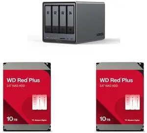 UGREEN NASync DXP4800 Plus, 4-Bay NAS, Intel Pentium Gold 5-Core CPU (4.40 GHz), 8GB DDR5, 1x 2.5GbE, 1x 10GbE, 12th Gen (Diskless) 2x WD Red Plus 10TB HDD, 7200 RPM, SATA 6Gb/s, CMR, 512MB Cache, 3.5 Inch UGREEN NASync DXP4800 Plus, 4-Bay NAS, Intel Pentium Gold 5-Core CPU (4.40 GHz), 8GB DDR5, 1x 2.5GbE, 1x 10GbE, 12th Gen (Diskless) 2x WD Red Plus 10TB HDD, 7200 RPM, SATA 6Gb/s, CMR, 512MB Cache, 3.5 Inch