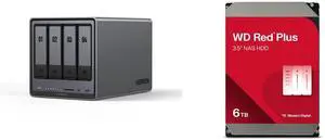 UGREEN NASync DXP4800 Plus, 4-Bay NAS, Intel Pentium Gold 5-Core CPU (4.40 GHz), 8GB DDR5, 1x 2.5GbE, 1x 10GbE, 2x SD, 12th Gen (Diskless) WD Red Plus 6TB 5400 RPM 256MB Cache SATA 3.5" HDD UGREEN NASync DXP4800 Plus, 4-Bay NAS, Intel Pentium Gold 5-Core CPU (4.40 GHz), 8GB DDR5, 1x 2.5GbE, 1x 10GbE, 2x SD, 12th Gen (Diskless) WD Red Plus 6TB 5400 RPM 256MB Cache SATA 3.5" HDD
