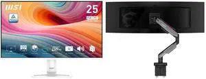 MSI 24" Full HD 120Hz IPS Monitor, 1ms, HDR, Speakers, Phone Slot, White (PRO MP251W E2) + MSI MPG MT201R V2 RGB Monitor Stand, Supports 17-49" Screens, 44 lbs, VESA, Adjustable Gas Spring, Clamp & Grommet, Quick Release - Gray MSI 24" Full HD 120Hz IPS Monitor, 1ms, HDR, Speakers, Phone Slot, White (PRO MP251W E2) + MSI MPG MT201R V2 RGB Monitor Stand, Supports 17-49" Screens, 44 lbs, VESA, Adjustable Gas Spring, Clamp & Grommet, Quick Release - Gray