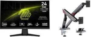 MSI 24" Full HD 180Hz AMD FreeSync HDR 1ms 1500R 105% sRGB Anti-Glare Curved Gaming Monitor Frameless Design MAG 244C + MSI MPG MT161DR RGB Dual Monitor Stand, 17-38" Support, VESA, Adjustable, 35.2 lbs Capacity, Clamp & Grommet, Black MSI 24" Full HD 180Hz AMD FreeSync HDR 1ms 1500R 105% sRGB Anti-Glare Curved Gaming Monitor Frameless Design MAG 244C + MSI MPG MT161DR RGB Dual Monitor Stand, 17-38" Support, VESA, Adjustable, 35.2 lbs Capacity, Clamp & Grommet, Black
