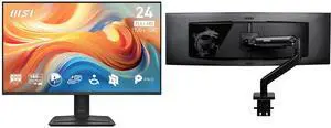 MSI 24" Full HD 144Hz IPS AMD FreeSync 1ms USB-C Monitor with Built-in Speaker for Work & Gaming PRO MP242 E14C + MSI MAG MT201 Heavy Duty Single Monitor Stand, Supports 17-49" Screens, 44 lbs, VESA Compatible, Adjustable, Black MSI 24" Full HD 144Hz IPS AMD FreeSync 1ms USB-C Monitor with Built-in Speaker for Work & Gaming PRO MP242 E14C + MSI MAG MT201 Heavy Duty Single Monitor Stand, Supports 17-49" Screens, 44 lbs, VESA Compatible, Adjustable, Black
