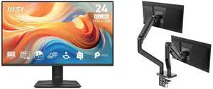 MSI 24" Full HD 144Hz IPS AMD FreeSync 1ms USB-C Monitor for Work/Gaming PRO MP242 E14C + MSI MAG MT201D Dual Monitor Stand, 17-45" Support, VESA Compatible, Adjustable, 44 lbs Capacity, Clamp & Grommet, Quick Release - Black MSI 24" Full HD 144Hz IPS AMD FreeSync 1ms USB-C Monitor for Work/Gaming PRO MP242 E14C + MSI MAG MT201D Dual Monitor Stand, 17-45" Support, VESA Compatible, Adjustable, 44 lbs Capacity, Clamp & Grommet, Quick Release - Black