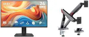 MSI 24" Full HD 144Hz IPS AMD FreeSync 1ms USB-C Monitor for Work/Gaming PRO MP242 E14C + MSI MPG MT161DR RGB Dual Monitor Stand, 17-38" Support, VESA Compatible, Adjustable, 35.2 lbs Capacity, Clamp & Grommet, Quick Release - Black MSI 24" Full HD 144Hz IPS AMD FreeSync 1ms USB-C Monitor for Work/Gaming PRO MP242 E14C + MSI MPG MT161DR RGB Dual Monitor Stand, 17-38" Support, VESA Compatible, Adjustable, 35.2 lbs Capacity, Clamp & Grommet, Quick Release - Black
