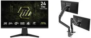 MSI 24" Full HD 240Hz IPS 0.5ms HDR Gaming Monitor MAG 245F X24 with AMD FreeSync + MSI MAG MT201D Dual Monitor Stand, 17-45" Support, VESA Compatible, Adjustable, 44 lbs Capacity, Clamp & Grommet, Quick Release - Black MSI 24" Full HD 240Hz IPS 0.5ms HDR Gaming Monitor MAG 245F X24 with AMD FreeSync + MSI MAG MT201D Dual Monitor Stand, 17-45" Support, VESA Compatible, Adjustable, 44 lbs Capacity, Clamp & Grommet, Quick Release - Black