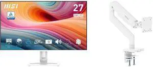 MSI 27" Full HD 120Hz IPS Monitor with Adaptive Sync, Built-in Speaker, White, for Work & Gaming PRO MP275W E2 + MSI MAG MT201W Heavy Duty Single Monitor Stand, Supports 17-49" Screens, 44 lbs, VESA Compatible, Adjustable, White MSI 27" Full HD 120Hz IPS Monitor with Adaptive Sync, Built-in Speaker, White, for Work & Gaming PRO MP275W E2 + MSI MAG MT201W Heavy Duty Single Monitor Stand, Supports 17-49" Screens, 44 lbs, VESA Compatible, Adjustable, White