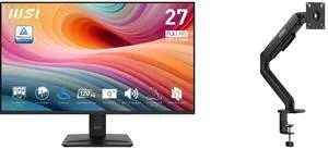 MSI 27" Full HD 120Hz IPS Monitor with Adaptive Sync & Built-in Speaker for work/gaming PRO MP275 E2 + MSI MAG MT101G Gas Spring Monitor Stand, Supports 17-32" Screens, 22 lbs, VESA Compatible, Adjustable, Clamp & Grommet, Quick Release - B MSI 27" Full HD 120Hz IPS Monitor with Adaptive Sync & Built-in Speaker for work/gaming PRO MP275 E2 + MSI MAG MT101G Gas Spring Monitor Stand, Supports 17-32" Screens, 22 lbs, VESA Compatible, Adjustable, Clamp & Grommet, Quick Release - B