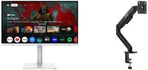 MSI 27" UHD 4K 60Hz Monitor, Adaptive-Sync, HDR, USB-C, Speakers, Google Assistant & TV, White. Includes MSI MAG MT101G Stand, Supports 17-32" Screens, 22 lbs, VESA, Adjustable Gas Spring, Clamp & Grommet, Quick Release, Black. MSI 27" UHD 4K 60Hz Monitor, Adaptive-Sync, HDR, USB-C, Speakers, Google Assistant & TV, White. Includes MSI MAG MT101G Stand, Supports 17-32" Screens, 22 lbs, VESA, Adjustable Gas Spring, Clamp & Grommet, Quick Release, Black.