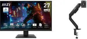 MSI 27" FHD 144Hz IPS Monitor, AMD Adaptive Sync, 1ms, HDR, 102% sRGB, PRO MP273L E14. Includes MSI MAG MT101G Stand, supports 17-32" screens, 22 lbs, VESA, adjustable gas spring, clamp & grommet, quick release - Black MSI 27" FHD 144Hz IPS Monitor, AMD Adaptive Sync, 1ms, HDR, 102% sRGB, PRO MP273L E14. Includes MSI MAG MT101G Stand, supports 17-32" screens, 22 lbs, VESA, adjustable gas spring, clamp & grommet, quick release - Black