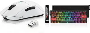 DAREU A950GM Wireless Gaming Mouse: 60g, 26K DPI PAW3395 Sensor, 2.4G/BT/Wired, Fast Charge, 5 Programmable Buttons. COOL60 Keyboard: Hall Effect, SOCD, 0.01mm Actuation, 8000 Hz, Transparent Keycaps, Hot-swap, RGB Backlit DAREU A950GM Wireless Gaming Mouse: 60g, 26K DPI PAW3395 Sensor, 2.4G/BT/Wired, Fast Charge, 5 Programmable Buttons. COOL60 Keyboard: Hall Effect, SOCD, 0.01mm Actuation, 8000 Hz, Transparent Keycaps, Hot-swap, RGB Backlit