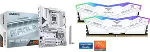 GIGABYTE B850 EAGLE WIFI7 ICE AMD AM5 LGA 1718 Motherboard, ATX, DDR5, 3x M.2, PCIe 5.0, USB-C, WIFI7, 2.5GbE LAN, EZ-Latch Team Group 16GB (2 x 8GB) 288-Pin PC RAM DDR5 6000 (PC5 48000) Memory Model FF4D516G6000HC38ADC01 GIGABYTE B850 EAGLE WIFI7 ICE AMD AM5 LGA 1718 Motherboard, ATX, DDR5, 3x M.2, PCIe 5.0, USB-C, WIFI7, 2.5GbE LAN, EZ-Latch Team Group 16GB (2 x 8GB) 288-Pin PC RAM DDR5 6000 (PC5 48000) Memory Model FF4D516G6000HC38ADC01