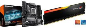 GIGABYTE B850M EAGLE WIFI6E AMD AM5 Motherboard, M-ATX, DDR5, 2x M.2, PCIe 5.0, USB-C, USB 3.2 Gen 2, 2.5GbE LAN, EZ-Latch, Wi-Fi EZ-Plug G.SKILL Ripjaws M5 Neo RGB 16GB DDR5 6000 Desktop Memory GIGABYTE B850M EAGLE WIFI6E AMD AM5 Motherboard, M-ATX, DDR5, 2x M.2, PCIe 5.0, USB-C, USB 3.2 Gen 2, 2.5GbE LAN, EZ-Latch, Wi-Fi EZ-Plug G.SKILL Ripjaws M5 Neo RGB 16GB DDR5 6000 Desktop Memory
