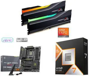 G.SKILL Trident Z5 Neo RGB Series 64GB (2 x 32GB) DDR5 6000 + MSI MAG X870E TOMAHAWK WIFI Motherboard, ATX - Supports AMD Ryzen 9000 / 8000 / 7000 Processors, AM5 - 80A SPS VRM, DDR5 Memory Boost 8400+ MT/s (OC), PCIe 5.0 x16, M.2 Gen5, Wi-Fi 7, 5G LAN + AMD Ryzen 7 9850X3D Desktop Processor