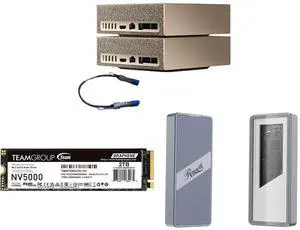PNY NVDGXSPARK2PK-KIT NVIDIA DGX Spark 2 Pack (bundle +1 Cable) - NVIDIA GB10 Grace Blackwell Superchip - 128GB LPDDR5x - ARM Processor - 4TB NVME M.2 SSD WiFi 7 Team Group NV5000 2TB PCIe 4.0 x4 SSD Rosewill 40Gbps M.2 NVMe SSD Enclosure PNY NVDGXSPARK2PK-KIT NVIDIA DGX Spark 2 Pack (bundle +1 Cable) - NVIDIA GB10 Grace Blackwell Superchip - 128GB LPDDR5x - ARM Processor - 4TB NVME M.2 SSD WiFi 7 Team Group NV5000 2TB PCIe 4.0 x4 SSD Rosewill 40Gbps M.2 NVMe SSD Enclosure
