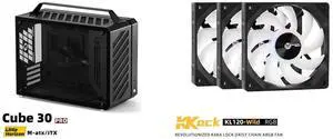 Mechanic Master C30Pro Compact MATX Case - Reverse Connector Motherboard Support, 360mm AIO Compatibility, RAM Cooling Fan Bracket, Portable Handle,4-Slot Design (Elegant black) and Mechanic Master KaKaLock Magic Cableless Series KL120 -wild 120mm Fan Cableless PWM aRGB Fan Black 3 Packs Mechanic Master C30Pro Compact MATX Case - Reverse Connector Motherboard Support, 360mm AIO Compatibility, RAM Cooling Fan Bracket, Portable Handle,4-Slot Design (Elegant black) and Mechanic Master KaKaLock Magic Cableless Series KL120 -wild 120mm Fan Cableless PWM aRGB Fan Black 3 Packs