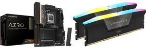 GIGABYTE X870E AERO X3D DARK WOOD AMD AM5 ATX Motherboard, Ryzen 9000/8000/7000, DDR5, 16+2+2 Power, 4x M.2, PCIe 5.0, USB4, WIFI7, Dual 5GbE, EZ-Latch, 5-Year Warranty CORSAIR Vengeance RGB 32GB (2x16GB) DDR5 6000 Desktop Memory GIGABYTE X870E AERO X3D DARK WOOD AMD AM5 ATX Motherboard, Ryzen 9000/8000/7000, DDR5, 16+2+2 Power, 4x M.2, PCIe 5.0, USB4, WIFI7, Dual 5GbE, EZ-Latch, 5-Year Warranty CORSAIR Vengeance RGB 32GB (2x16GB) DDR5 6000 Desktop Memory