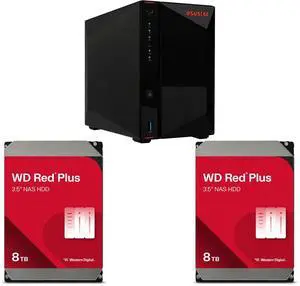 Asustor Nimbustor 2 Gen2 AS5402T 2 Bay NAS, Quad-Core 2.0GHz CPU, Dual 2.5GbE Ports, 4GB DDR4, Four M.2 SSD Slots (Diskless) 2 x WD Red Plus 8TB 5640 RPM 256MB Cache SATA 6.0Gb/s 3.5" Hard Drives -WD80EFPX Asustor Nimbustor 2 Gen2 AS5402T 2 Bay NAS, Quad-Core 2.0GHz CPU, Dual 2.5GbE Ports, 4GB DDR4, Four M.2 SSD Slots (Diskless) 2 x WD Red Plus 8TB 5640 RPM 256MB Cache SATA 6.0Gb/s 3.5" Hard Drives -WD80EFPX
